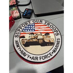 Support Our Troops Tank American Flag Embroidered Patch